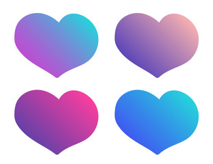 Hearts color vector illustration. Trandy color gradient heart shapes with copy space vector illustration for web, mobile app, ui design, printing. Valentine day icons. Love and relationships concept