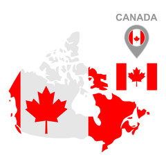 Maps of Canada with national flags icon vector design symbol