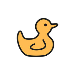 Rubber duck flat color icon. Isolated on white background