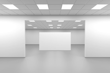 Symmetrical open space room, an empty 3d office
