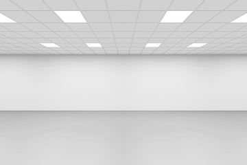 Empty symmetrical interior background, 3d render