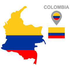 Maps of Colombia with national flags icon vector design symbol