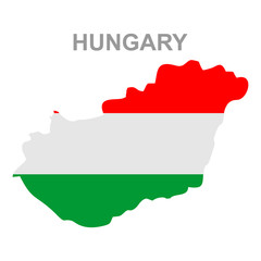 Maps of Hungary with national flags icon vector design symbol