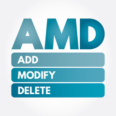 Fototapeta premium AMD - Add, Modify, Delete acronym, business concept background