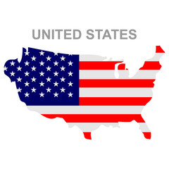 Maps of United States of America with national flags icon vector design symbol