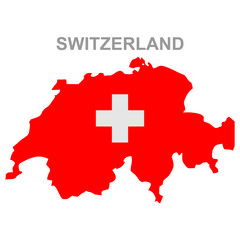 Maps of Switzerland with national flag icon vector design symbol