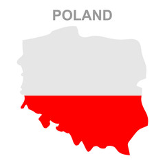 Maps of Poland with national flags icon vector design symbol