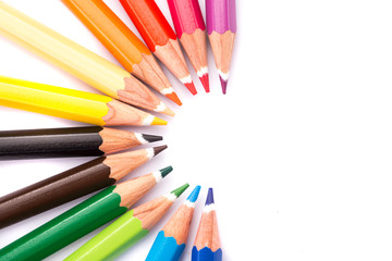 Fototapeta premium Photos Colored pencils on white background