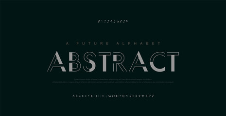 Abstract urban thin line font alphabet. Minimal modern fonts and numbers. Typography typeface uppercase lowercase and number. vector illustration