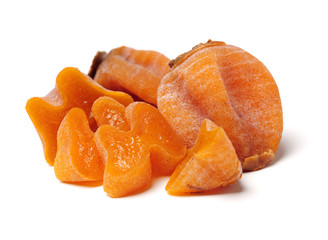 dried persimmon on white background 