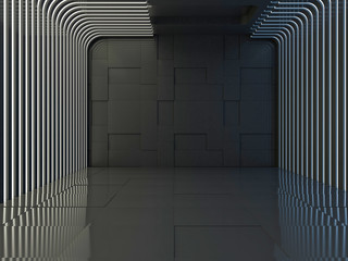 Abstract dark modern architecture background. 3D