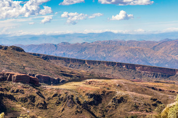 Fototapeta na wymiar Rock and mountains at Ciudad de Itas park at Torotoro in Bolivia.