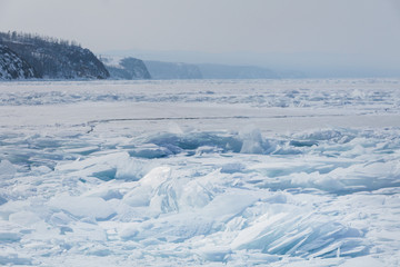 winter landscape with ice and snow