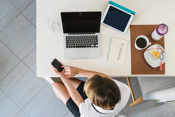 Businesswoman working from home