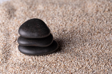 Fototapeta na wymiar practicing Zen: the Zen garden and the balance of the stones