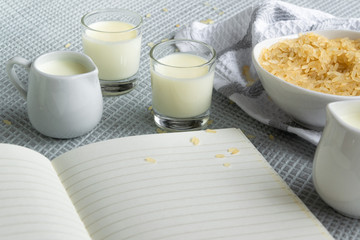 Fresh rice milk drink. Healthy nutritious vegetable milk. Homemade dairy themes