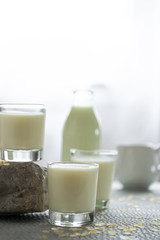 Fresh milk beverage. Healthy nutrition ingredient, dairy themes