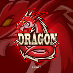 Dragon mascot esport logo design.