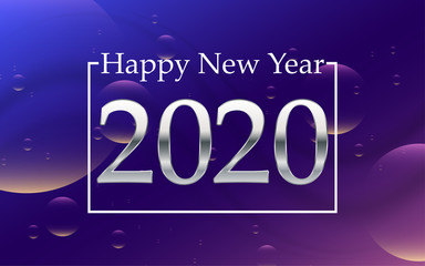 2020 Happy new year on technology abstract background