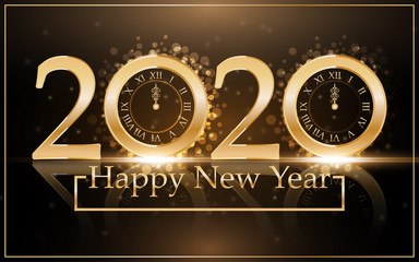 2020 Happy new year with Gold background
