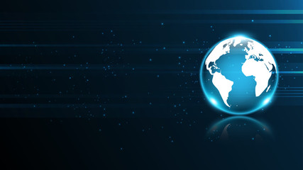 Global network connection World map abstract technology background global business innovation concept