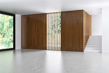 Obraz premium large luxury modern minimal bright interiors room mockup illustration 3D rendering