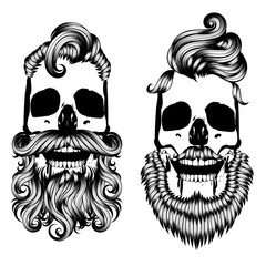 Skull with modern male hairstyle and beard