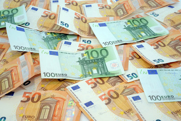 Obraz na płótnie Canvas Euros - Money - euro cash background. Euro Money Banknotes
