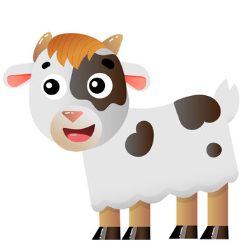 Color image of cartoon kid of goat on white background. Farm animals. Vector illustration for kids.