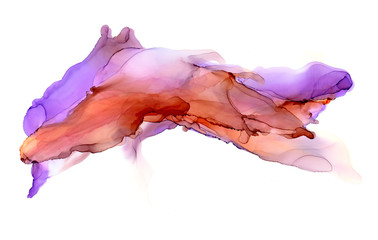 Alcohol ink texture in red and purple. Handpainted abstract background. Watercolor clipart - 306663358