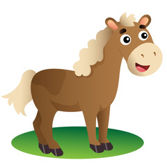 Fototapeta premium Color image of cartoon horse on white background. Farm animals. Vector illustration for kids.