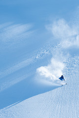 happy skier on a powder day