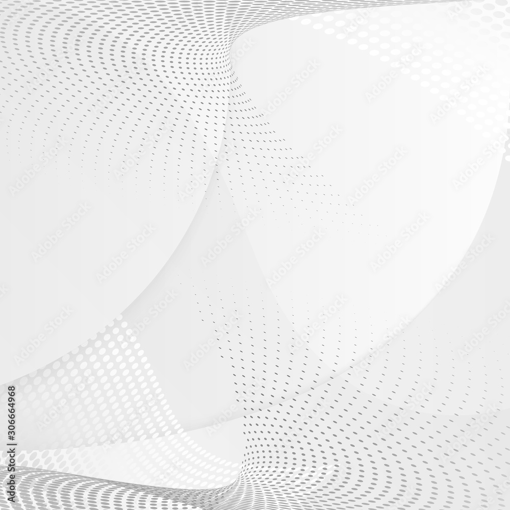 Wall mural abstract background. grey halftone element on soft wavy backdrop. modern geometric motion design pat