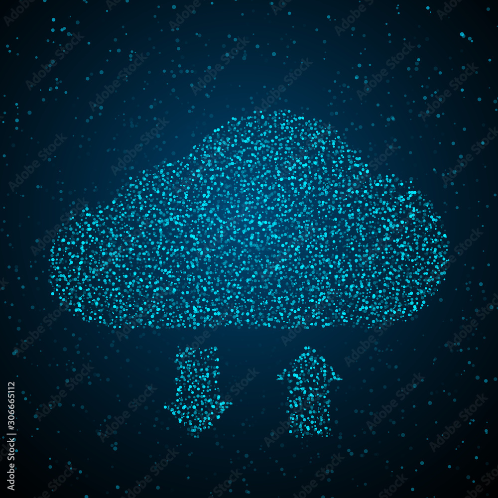 Poster cloud synchronization. global structure of data storage. web or internet concept. technology backgro