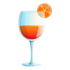 Orange fruit cocktail icon. Cartoon of orange fruit cocktail vector icon for web design isolated on white background