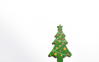 Christmas gift box flat lay on white background
