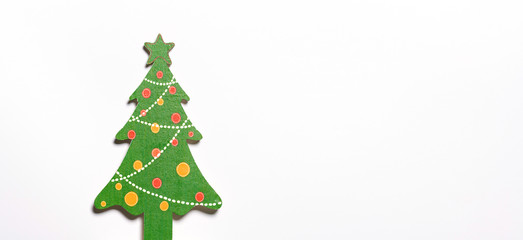 Christmas gift box flat lay on white background