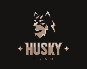 Husky modern mascot logo. Dog emblem design editable for your business. Vector illustration. © augustos