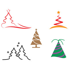 Set Christmas tree Logo Template vector symbol
