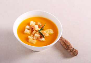 Pumpkin soup with croutons