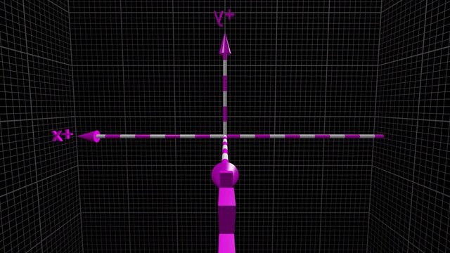 Time lapse of the reference system of the three-dimensional space of the Cartesian axes, on a black background