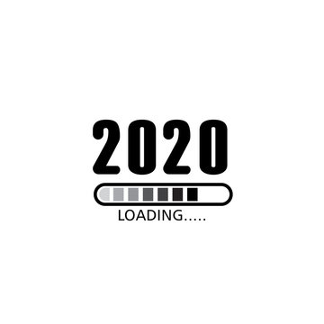 Happy new year 2020 with loading icon. Design template vector