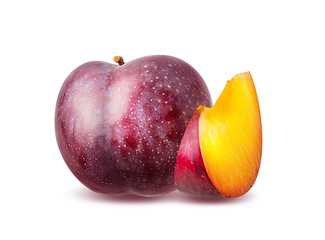 Plum isolated on white background with clipping path