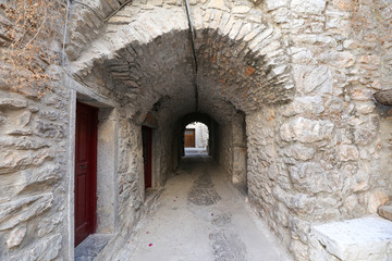 Traditional Street in Mesta, Chios Island, Greece