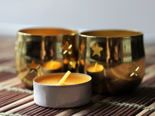 New orange candle and gold candlesticks