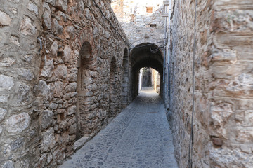 Fototapeta na wymiar Traditional Street in Mesta, Chios Island, Greece