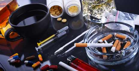 Addictive substances, including alcohol, cigarettes and drugs