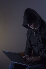 hacker near the computer