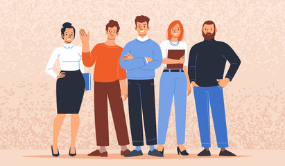 Business team. Office staff men and women. Vector illustration