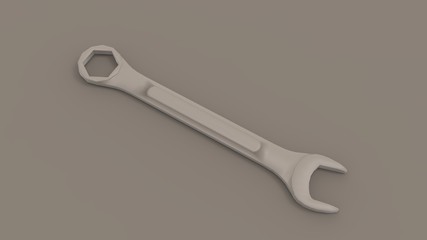 3d rendering of a wrench isolated in studio background